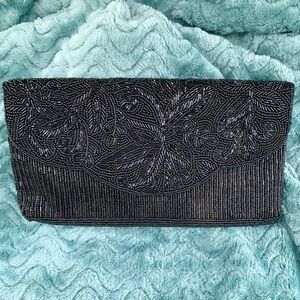 Vintage Black Beaded Clutch